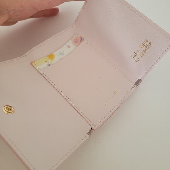 4C Luria Light Pink Saffiano Leather Wallet Floral Charm Designer Cute Small - Picture 4 of 10